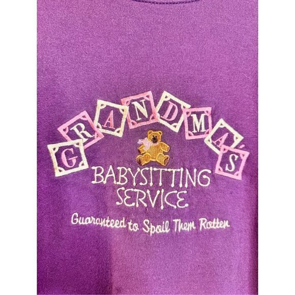 Vintage grandmacore purple embroidered sweater sz XL - Picture 2 of 5